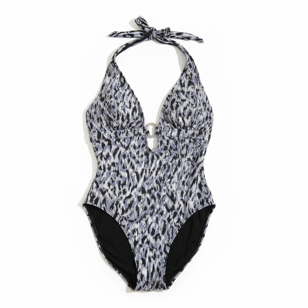 MICHAEL Michael Kors Black and Gray One Piece Swimsuit